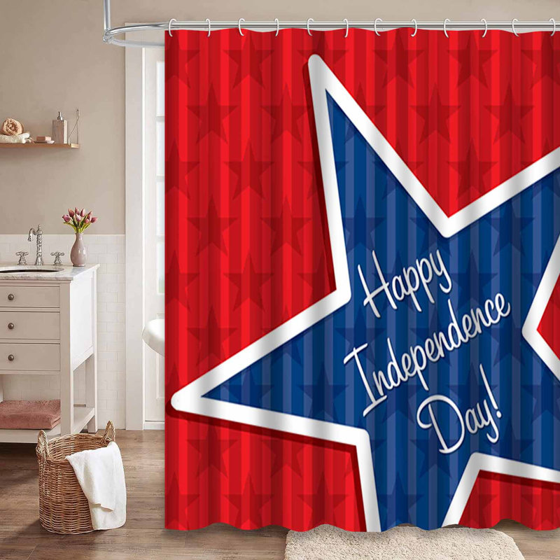 Rideau de douche étoile avec 12 crochets Star Happy Independence, L 72 po x l 72 po