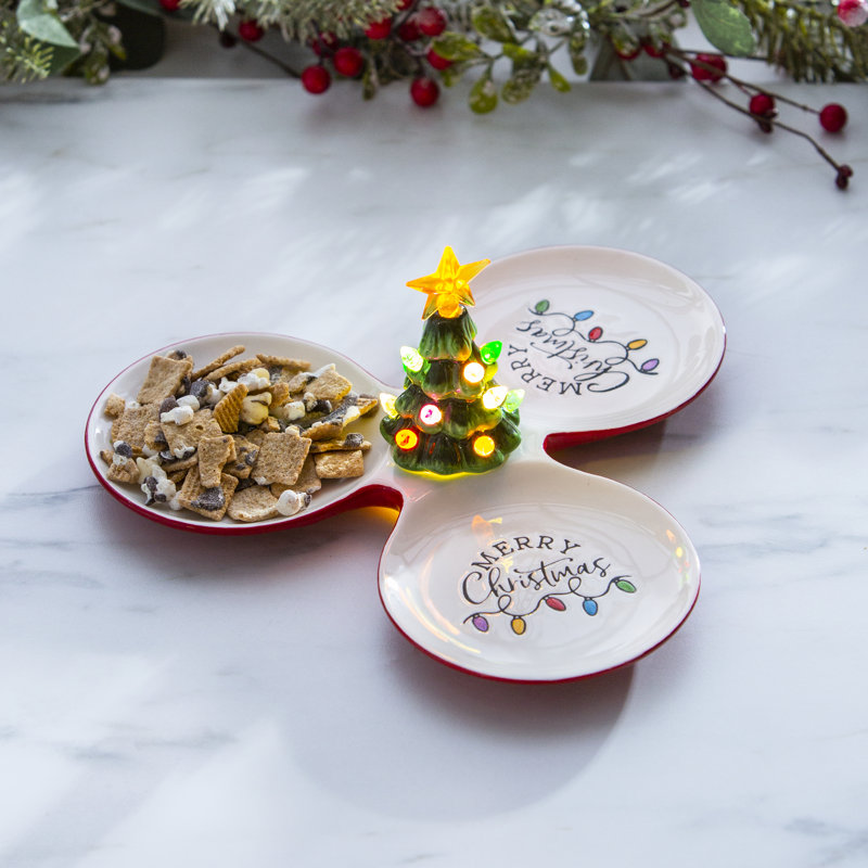 Plateau de service en céramique avec arbre de Noël Marsily