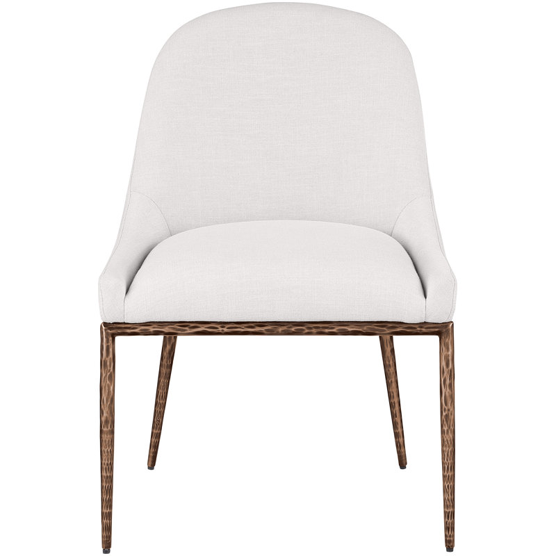 Chaise d'appoint rembourrée Ferro Hessle, Tissu crème texturé en lin, Bronze brossé
