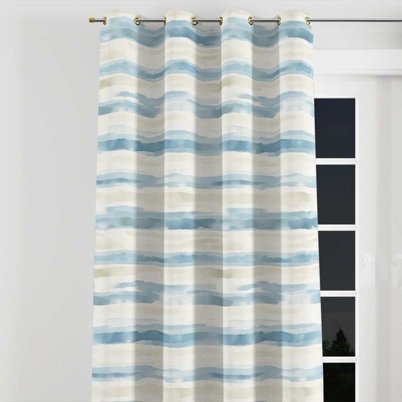 Rideaux obscurcissant Modern Room - Rideau à œillets rayé Azfar - 1 panneau, L 52 po x L 108 po, Œillets dorés