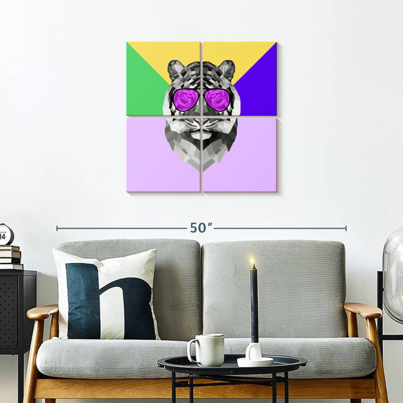 Brampt Party Tiger In Glasses, 26" H x 26" W