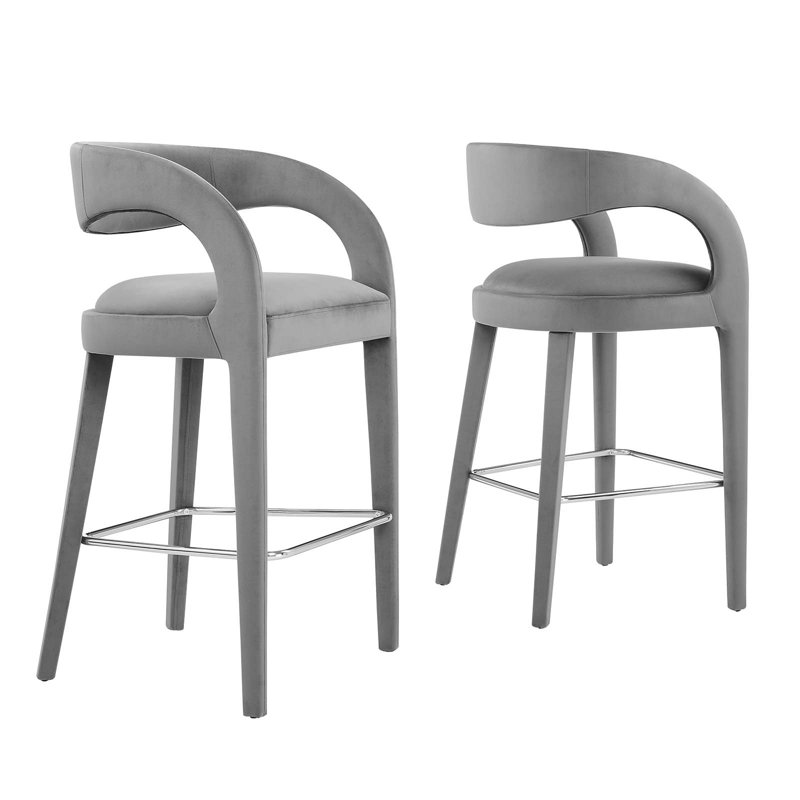 Modway Pinnacle Upholstered Stool, Silver, Gray, Bar Stool (30" Seat Height)