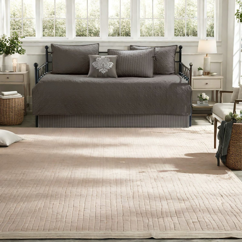 Reversible Dark Grey Cotton Bedding Set, Cottage Style Twin Daybed