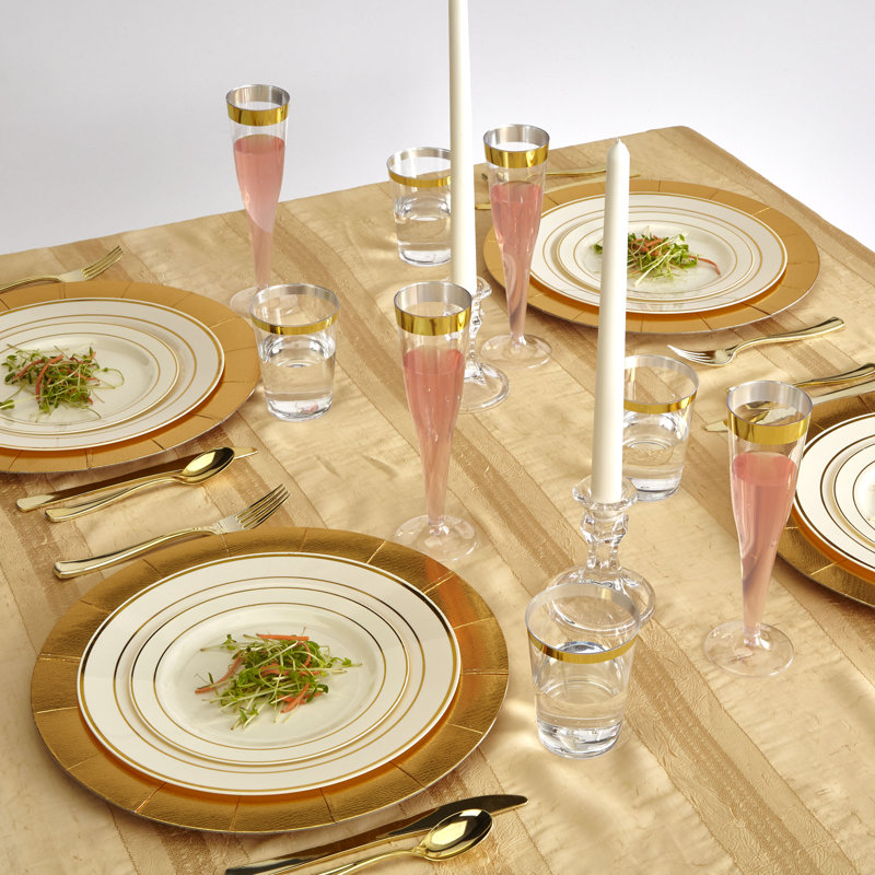 Disposable Dinner Plate, Ivory/Gold