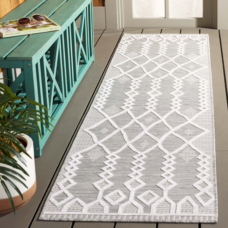 Tapis d'intérieur / extérieur à motif géométrique Kenenth Performance, Tapis de couloir 2 pi x 8 pi