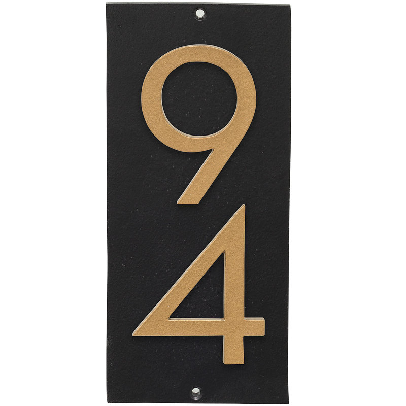 Plaque d'adresse murale flottante sur 1 ligne, Noir, Or, Oui