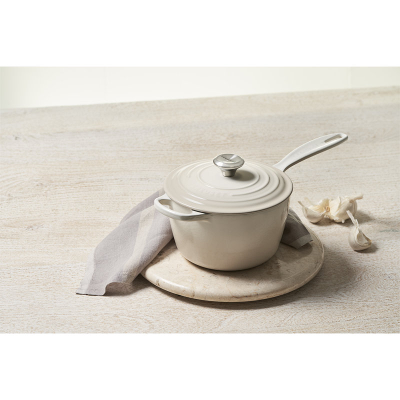 Le Creuset Enameled Cast Iron Saucepan with Lid, Flame, 2.25 qt.