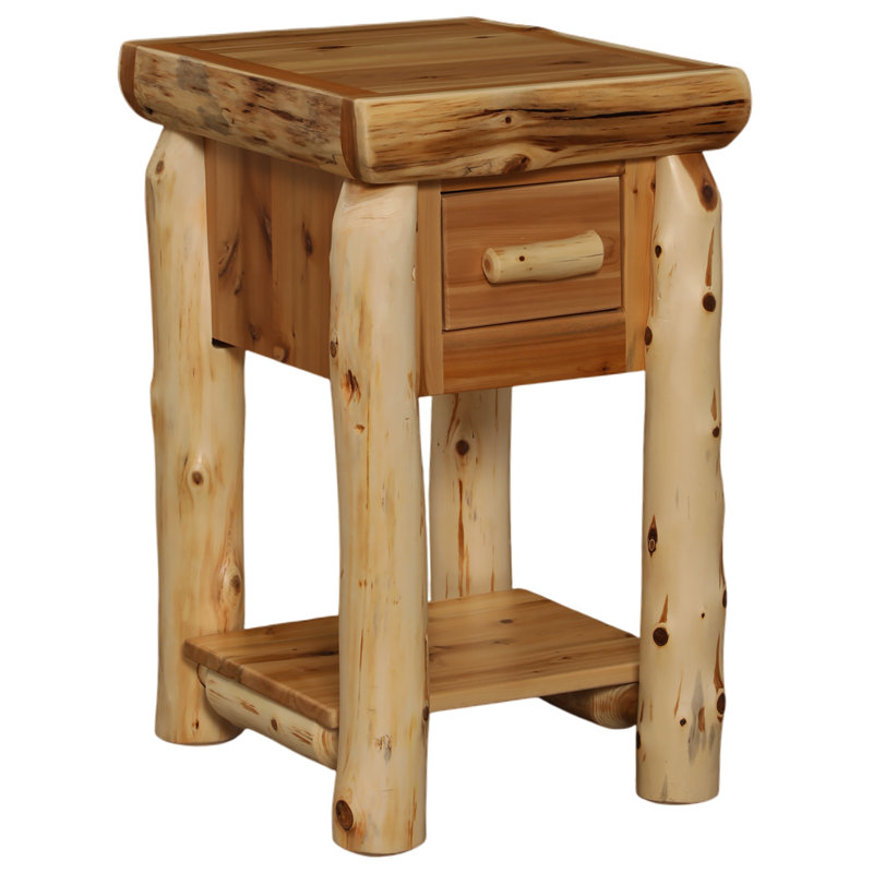 Table de chevet avec tiroir Cedar Log, Brun