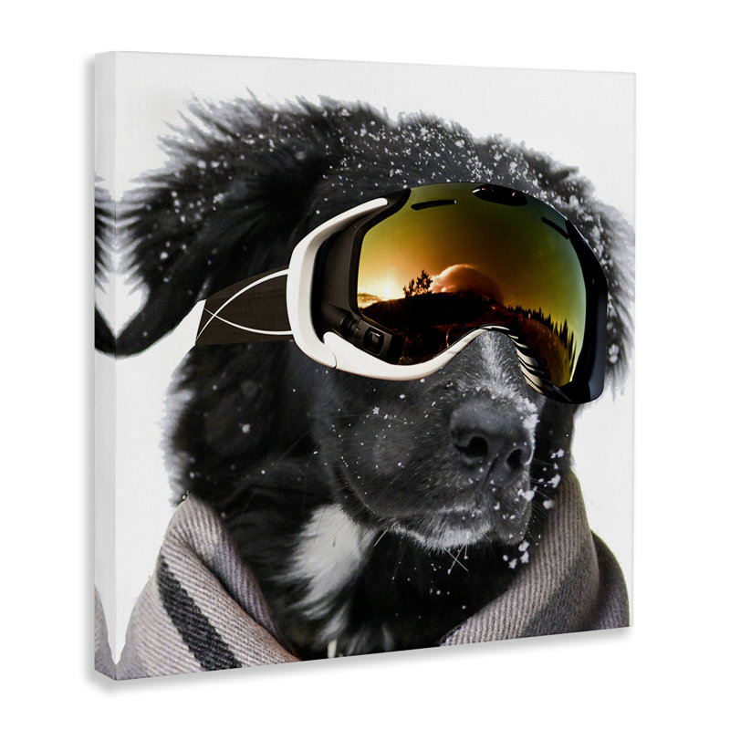 «Snowboarder Dog with Goggles», art mural sur toile par SD graphiques Studio, H 36 po x l 36 po x P 1,5 po