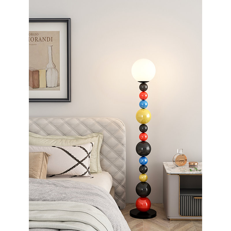 Modern Minimalist Metal and Glass Floor Lamp, Red