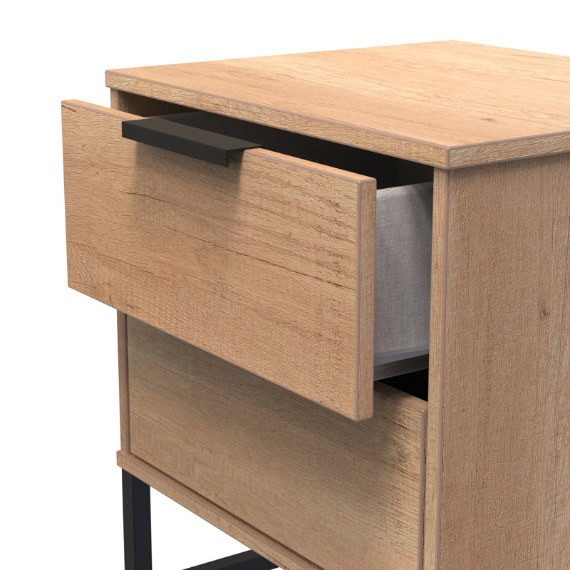 Turah 2 Drawer Bedside Cabinet (Ready Assembled), Nebraska Oak