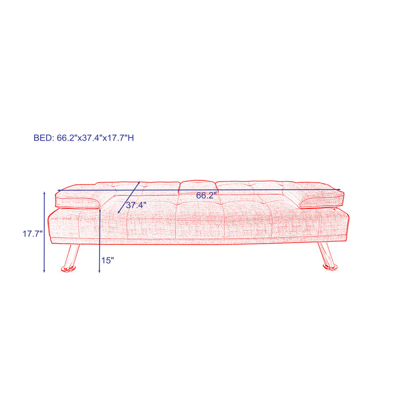 Eliahu Twin 66.2'' Upholstered Convertible Sofa, Purple
