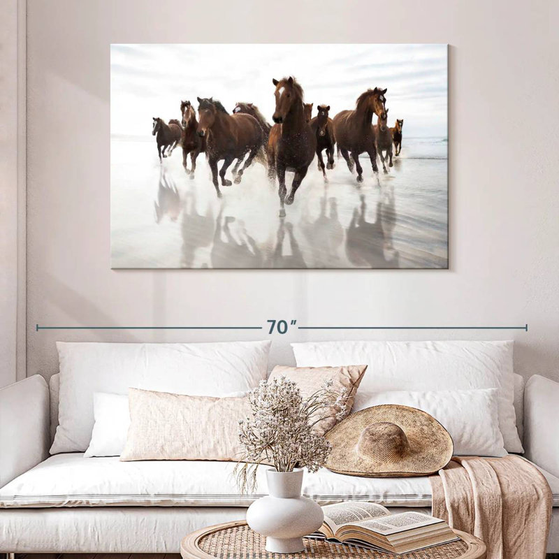 Brampt Running Brown Horses, 32" H x 48" W