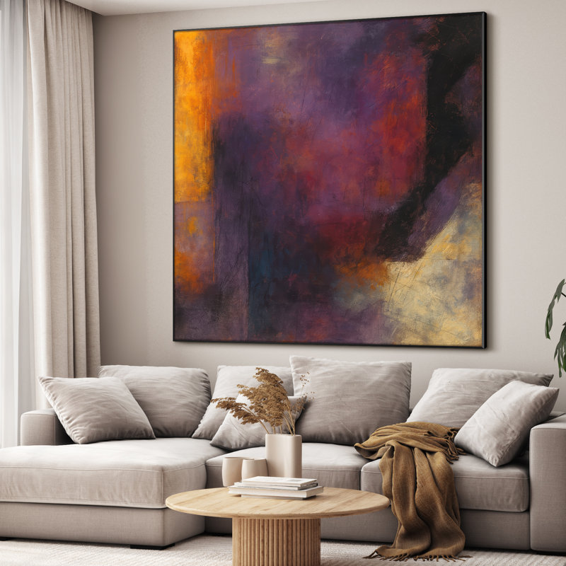 Extra Large Wall Art Fabric Print - Modern Abstract for Contemporary Home Artwork Decor for Living Room or Bedroom - "Frame Assembly Required (Unfinished Frame)"
