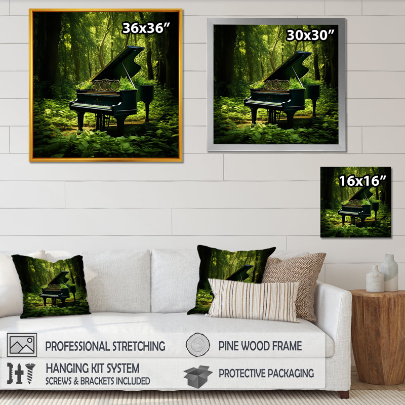 «Piano Forest Serenade II», reproduction sur toile, H 24 po x l 24 po x P 1 po, Cadre flottant noir
