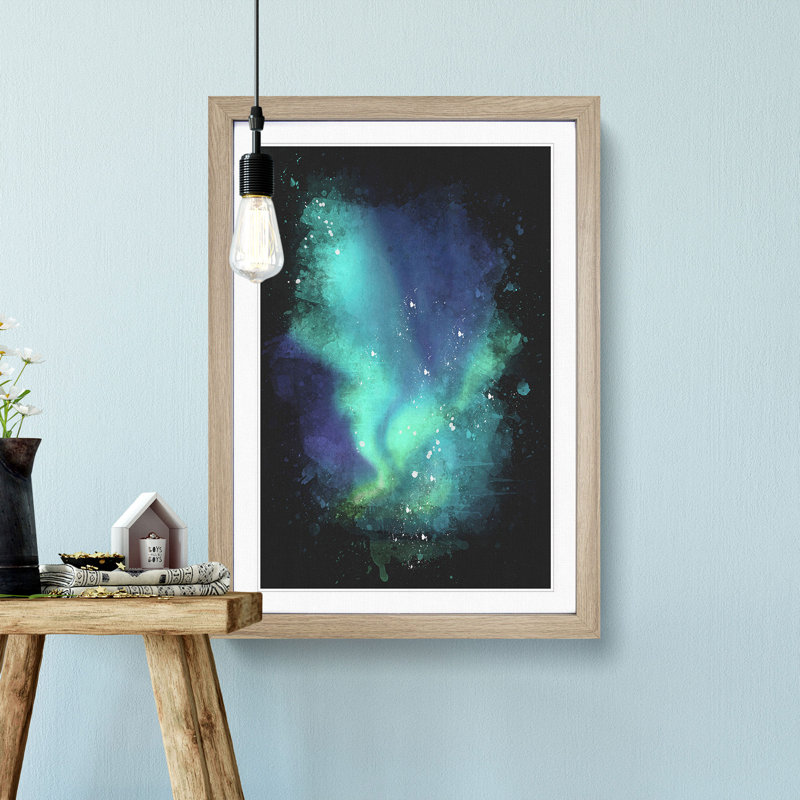 The Northern Lights in Abisko Sweden - Framed Print, 87cm H x 62cm W x 2cm D, Oak Framed