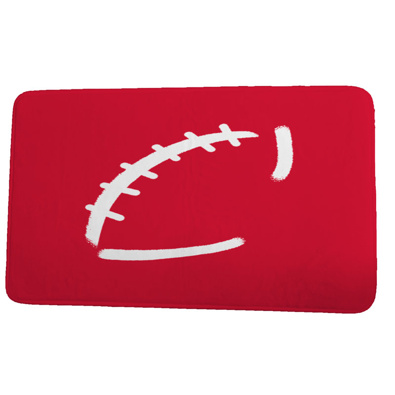 Tapis pour salle de bain Leiva football, l 24 po x L 36 po, Rouge