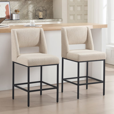 Jenie Modern Upholstered 26.4'' Linen Counter Stool with Metal Frame