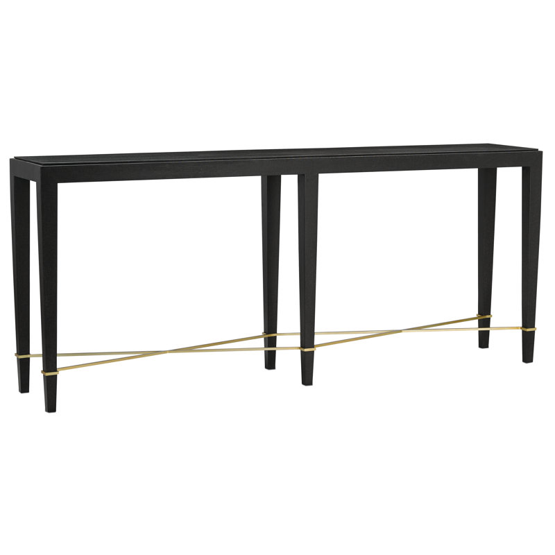 Verona 76'' W Solid Wood Console Table, Black Lacquered Linen