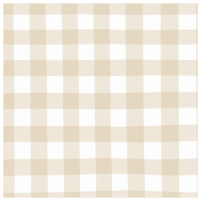 Édredon beige à motif vichy blanc