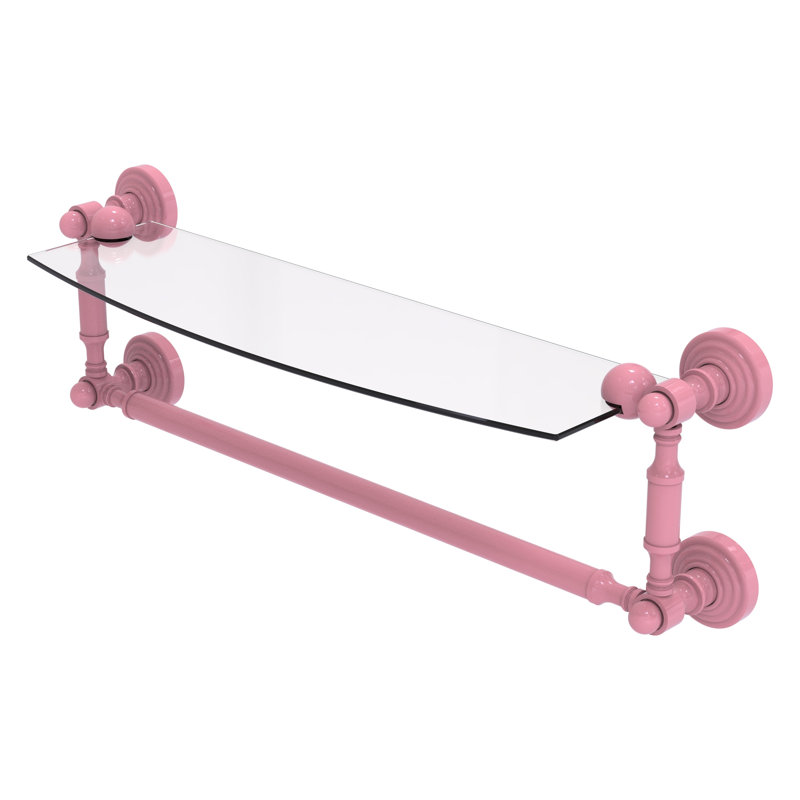 Waverly Place Glass Floating Shelf, H 5 po x l 18 po x P 5 po, Rose