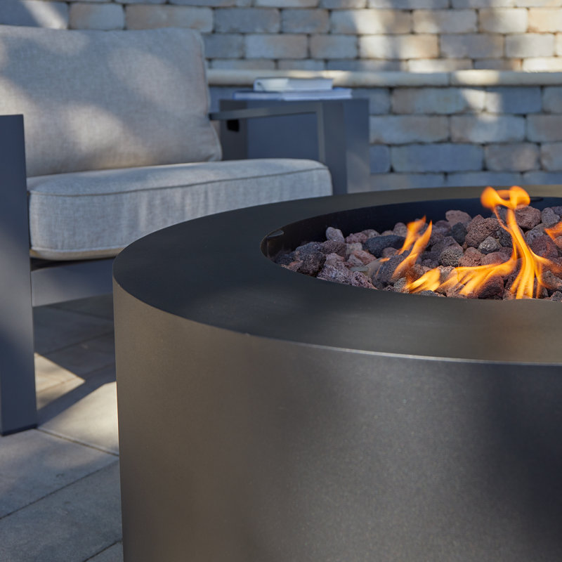 AEGEAN 36" Round Steel Propane or Natural Gas Fire Pit Table by Real Flame, Black