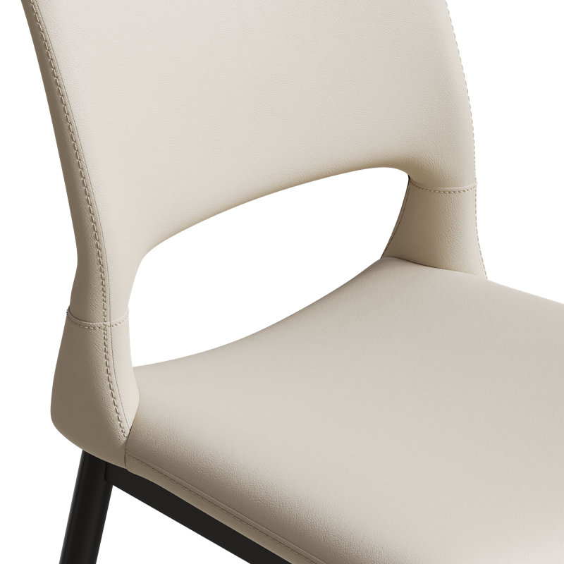 Set of 2 Modern Minimalist Dining Chairs with PU Leather Upholstery and Metal Legs, White