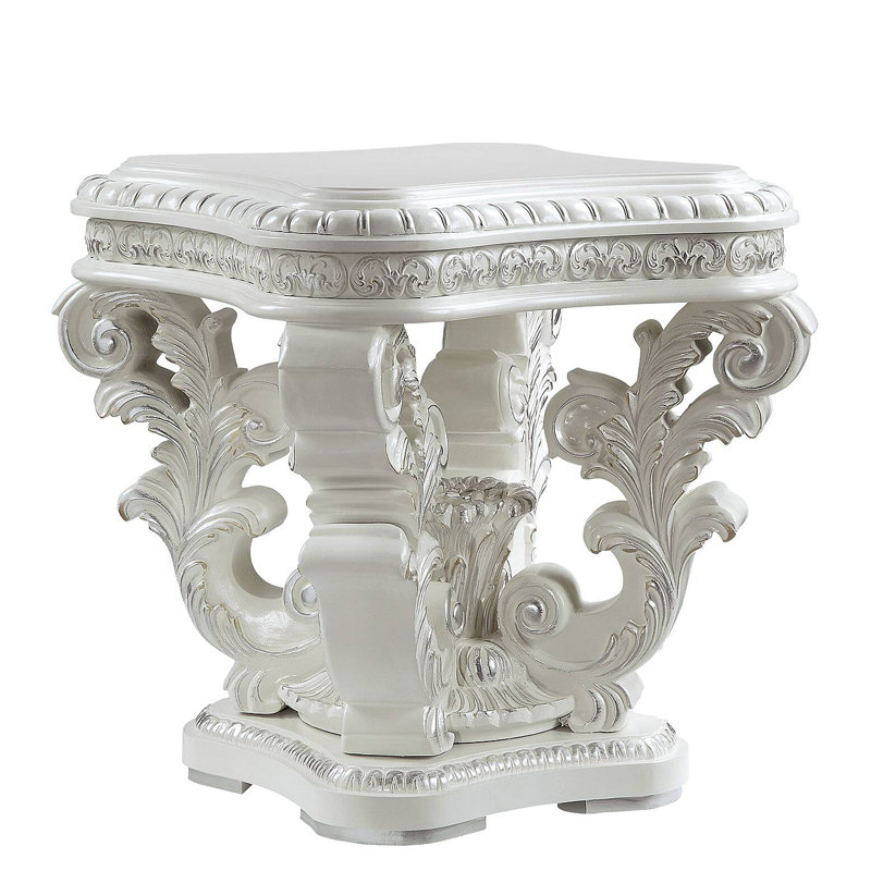 Antique White Square End Table