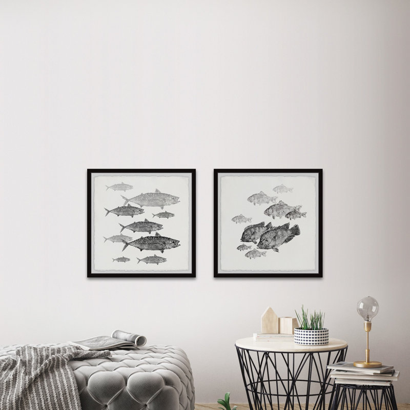 Poissons dans un cadre Diptyque, H 32 po x l 32 po x P 1,5 po