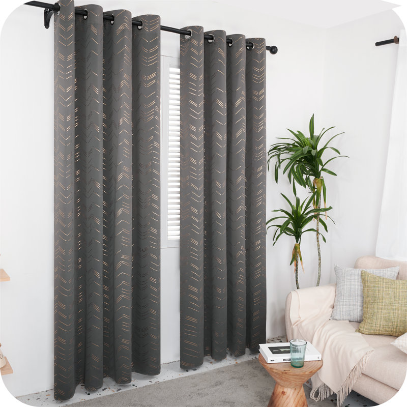 Abrahamsen Blackout Curtain Pair, 55cm Width x 138cm Drop, Dark Grey