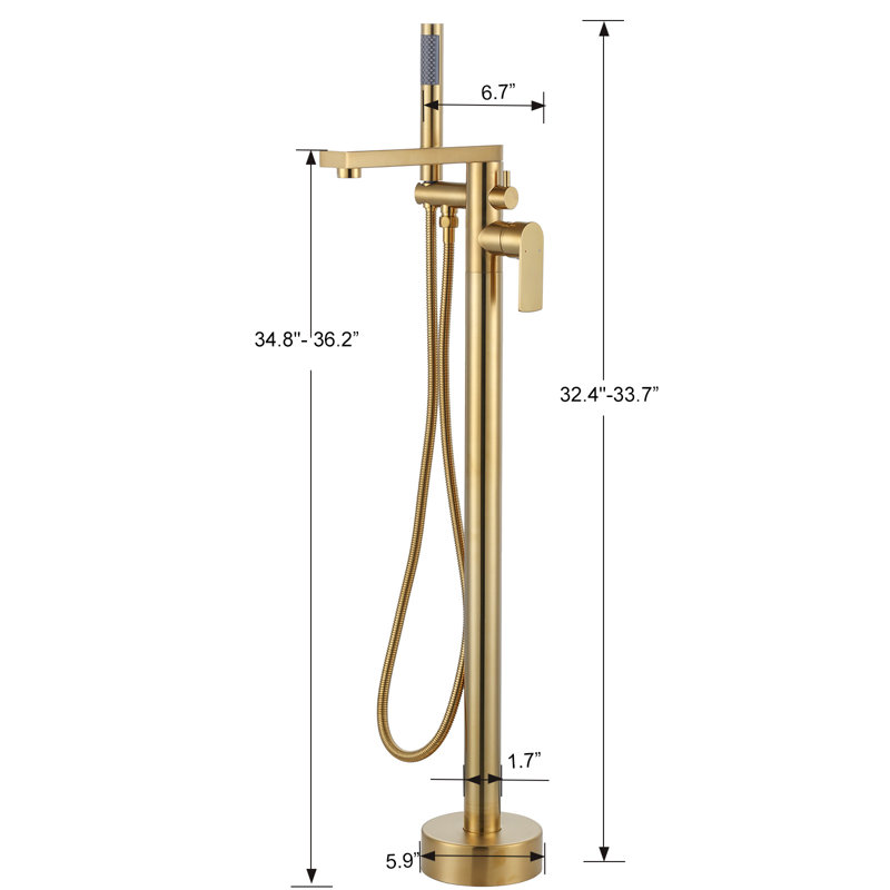 Single-Handle Claw Foot Tub Faucet With Hand Shower, Brushed Gold