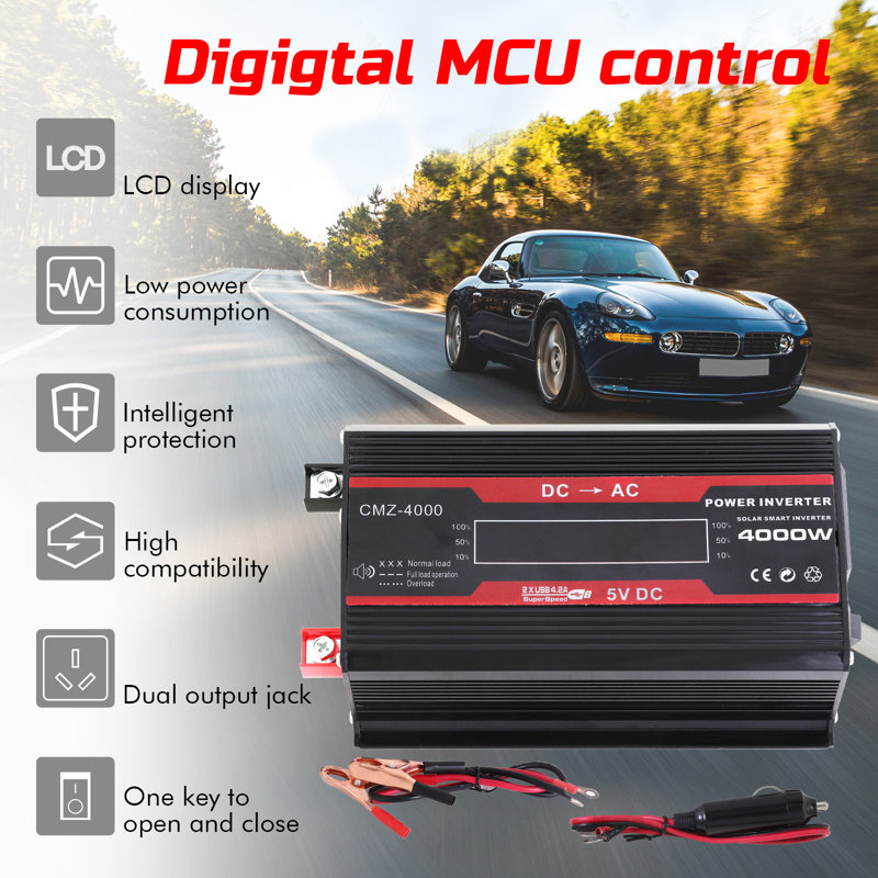 Onduleur haute puissance 4000W DC 12V à AC 110V avec 2 ports USB