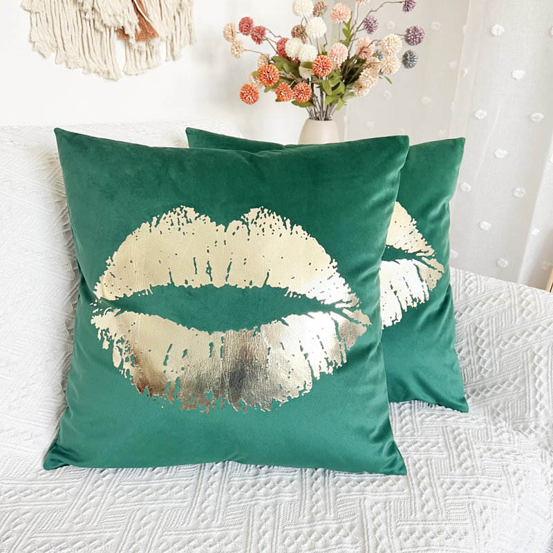 Housse de coussin couleur unie or (ensemble de 2), Vert, 20 po x 20 po