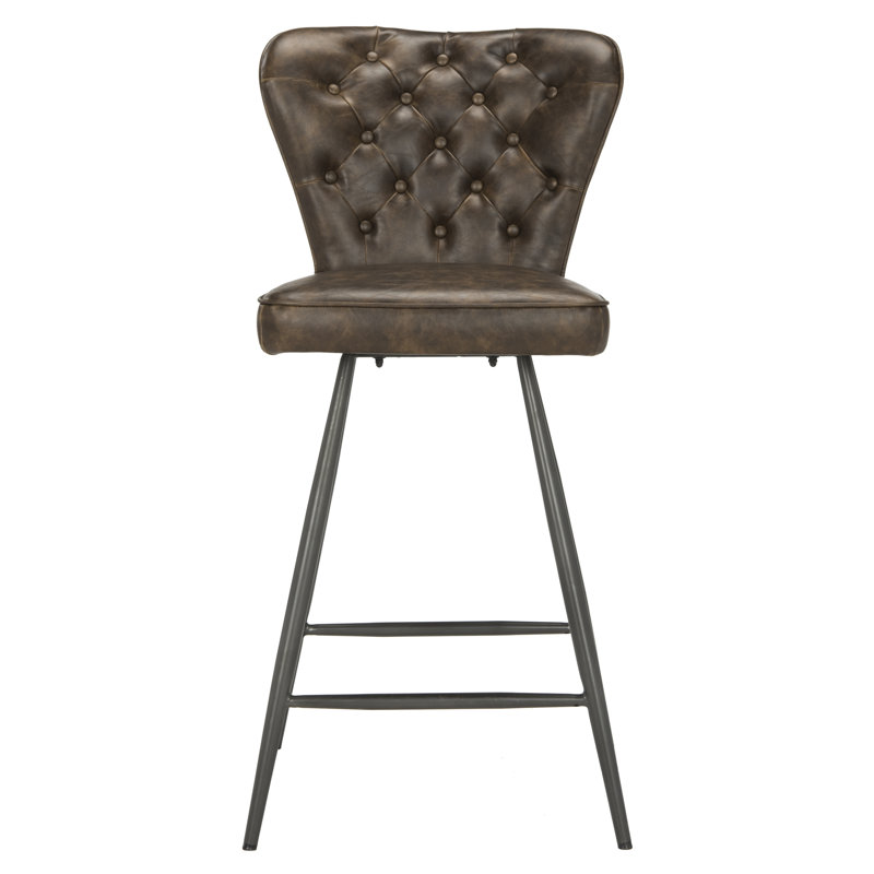 Rickman Upholstered Counter Stool with Metal Frame, Brown, Counter Stool (25.98" Seat Height)