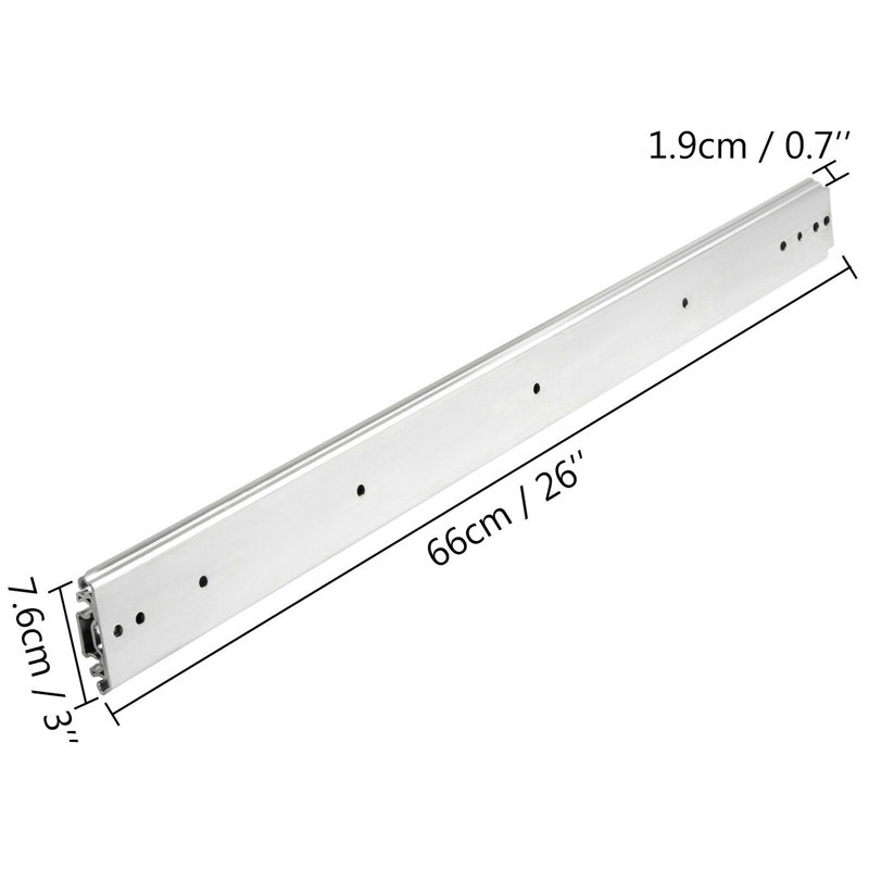 Glissières de tiroir robustes 18 po avec roulement à billes 500 lb avec verrou, H 0,7 po x l 26 po x P 3 po