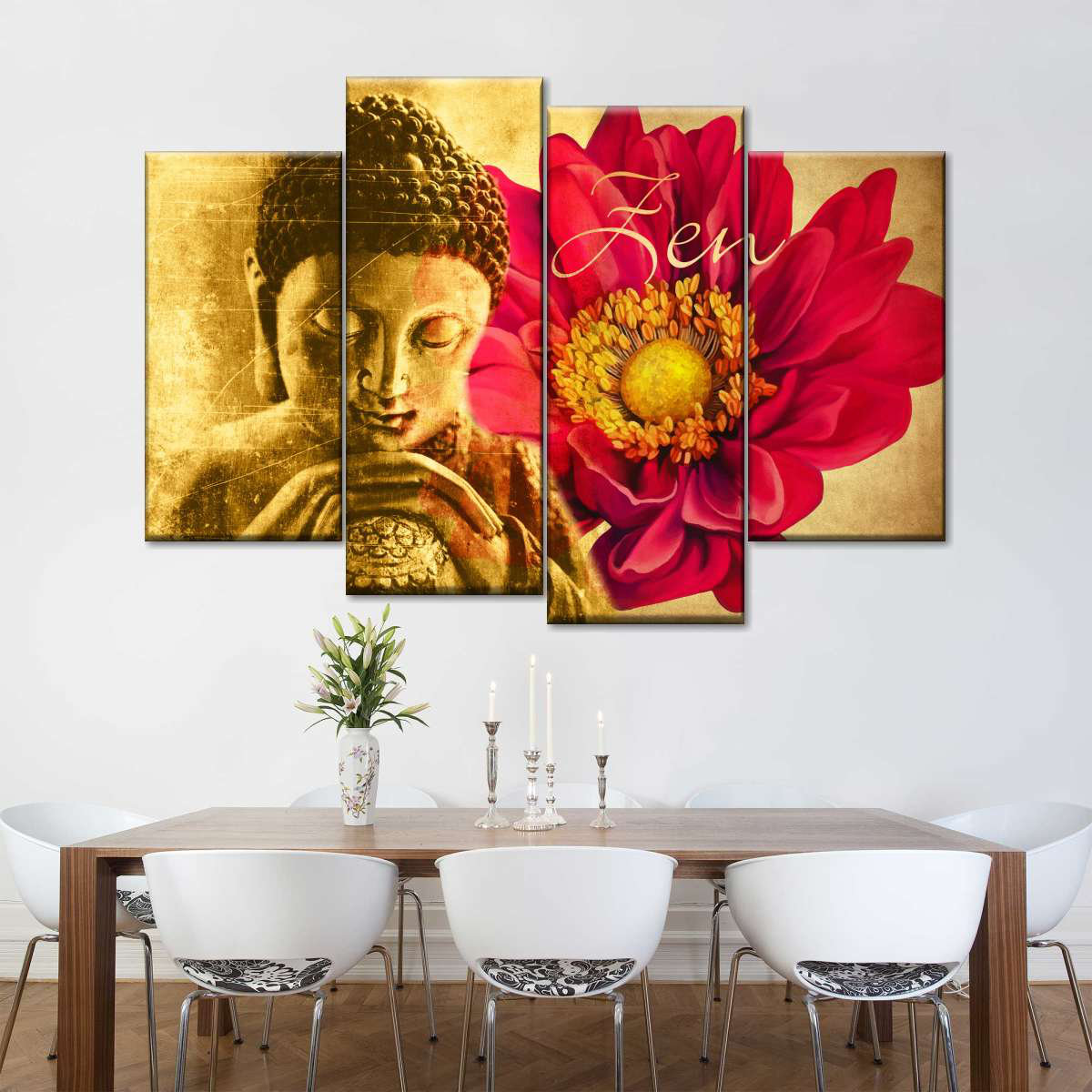 Elephant Stock Buddhist Zen Buddha On Canvas 4 Pieces by NirvanaDesigns Set