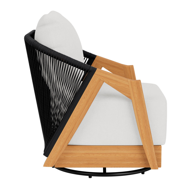Alpine Outdoor Teak Swivel Armchair, Canvas Natural