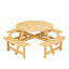 Table de pique-nique en bois naturel - 4 trous de parasol encastrés pour patio et cour arrière pour 8 personnes avec bancs. Trou, météo, pour le jardin-273546548