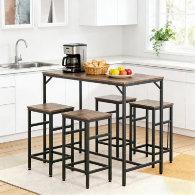 Ensemble de table de salle à manger 5 pièces, table et 4 tabourets, peu encombrant