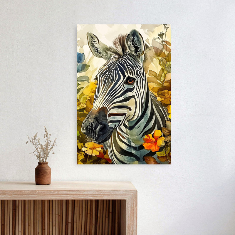 «Vibrant Zebra Floral», 24" H x 16" W
