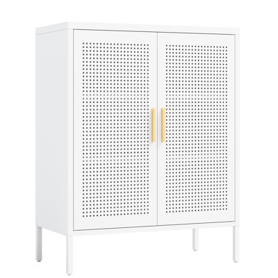 White Steel Storage File Cabinet, 2 Doors, Adjustable Shelves, High - Grade Lock, Suitable For Warehouse Shop, 44.71 Lb, Assembly With Instructions Metal Cabinet In White, Doors Storage, Cold Rolled