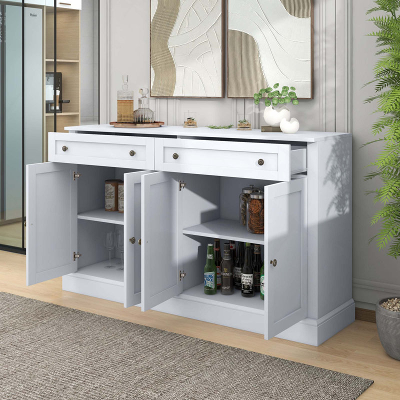 Armoire de rangement multifonctionnelle avec portes à tiroirs et tablettes réglables pour le salon, Blanc