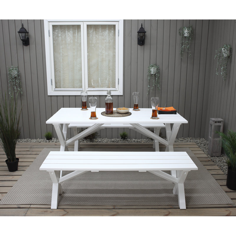 Edgerton 4 - Person Wood Patio Dining Set with Rectangular Table, White