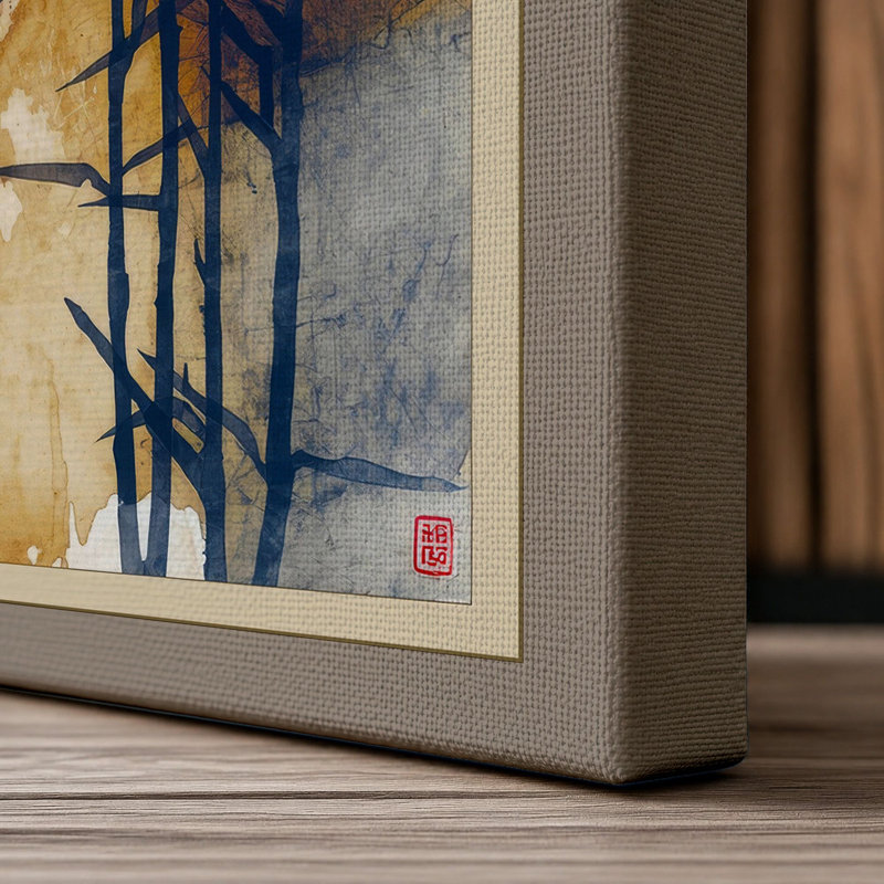 Bamboo in Mist Japandi - Wrapped Canvas, 30x20 - 76.2 x 50.8 cm, Taupe Border