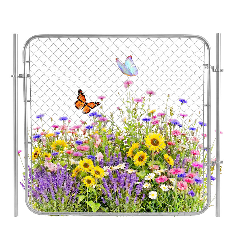 Barrière de clôture réglable en mailles galvanisées avec poteaux, hauteur 70 po, largeur réglable 24 po à 72 po, barrière d'extérieur robuste pour la cour, le jardin et la ferme