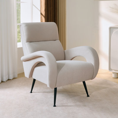 Modern Oversized Corduroy Armchair - 30.7" Wide Plush Reading Chair For Living Room & Bedroom