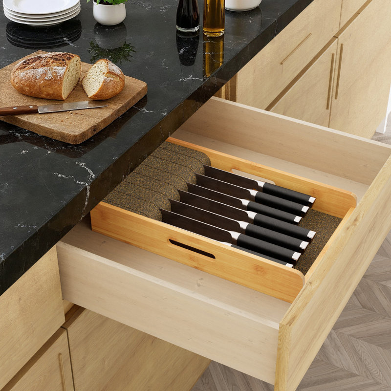 Plateau de rangement pour tiroir en bambou, Jaune