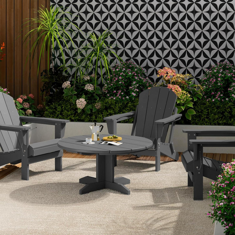 Table basse ronde pour l'extérieur, table basse 36 "Adirondack pour patio, jardin, cour arrière, Grey
