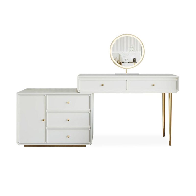 Makeup Vanity with Light mirror,5 drawers,Power Outlet