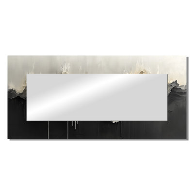 Black White Unbound Horizons Drip Painting II - Abstract Wall Mirror Art - Printed On Metal